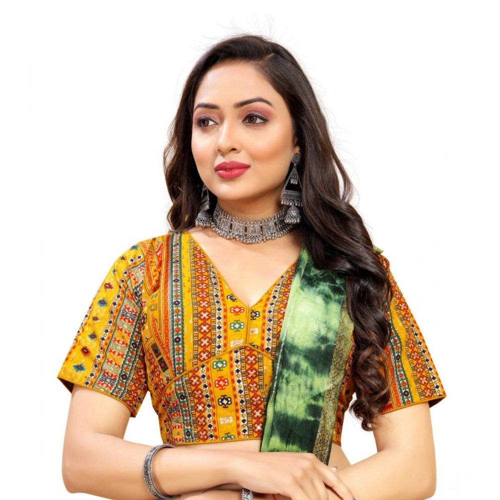Generic Women's Cotton Blend Plain Readymade Blouse (Mustard, Size: Free Size) - Image 5