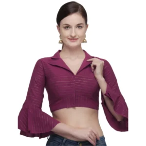 Generic Women'sย Cotton Striped Readymade Blouse (Magenta, Size: Free Size)