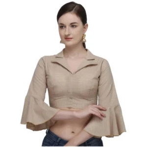 Generic Women'sย Cotton Striped Readymade Blouse (Beige, Size: Free Size)