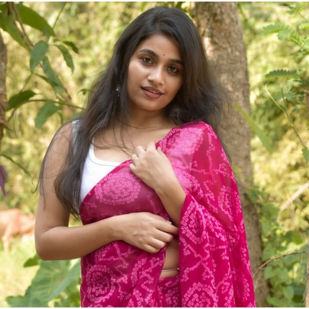 Generic Women's Georgette Printed Saree With Unstitched Blouse 5.5Mtr (Pink) - Image 2