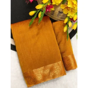 Generic Women's Vichitra Silk Printed Saree With Unstitched Blouse 5.5Mtrย (Mustard)