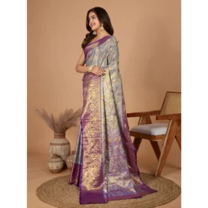 Generic Women's Jacquard Saree With Unstitched Blouse 5.5Mtrย (Multicolor)