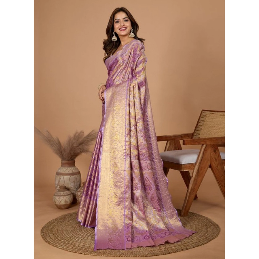 Generic Women's Jacquard Saree With Unstitched Blouse 5.5Mtr (Multicolor)