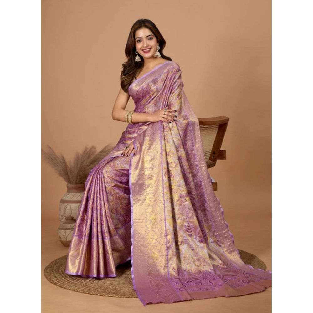 Generic Women's Jacquard Saree With Unstitched Blouse 5.5Mtr (Multicolor) - Image 3