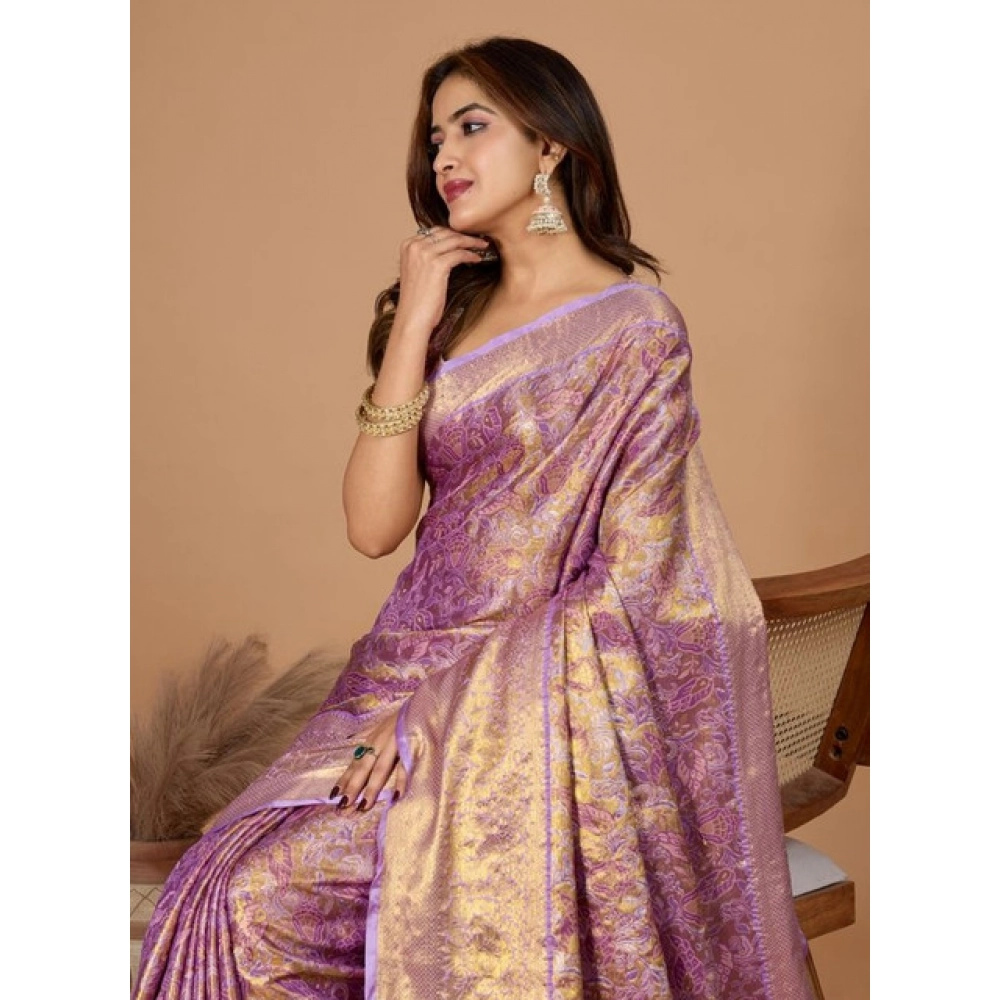 Generic Women's Jacquard Saree With Unstitched Blouse 5.5Mtr (Multicolor) - Image 2