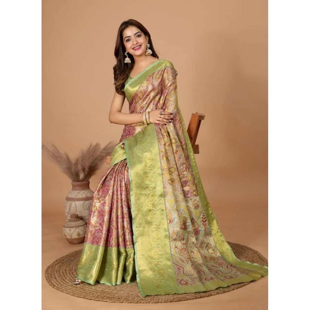 Generic Women's Jacquard Saree With Unstitched Blouse 5.5Mtr (Multicolor) - Image 3