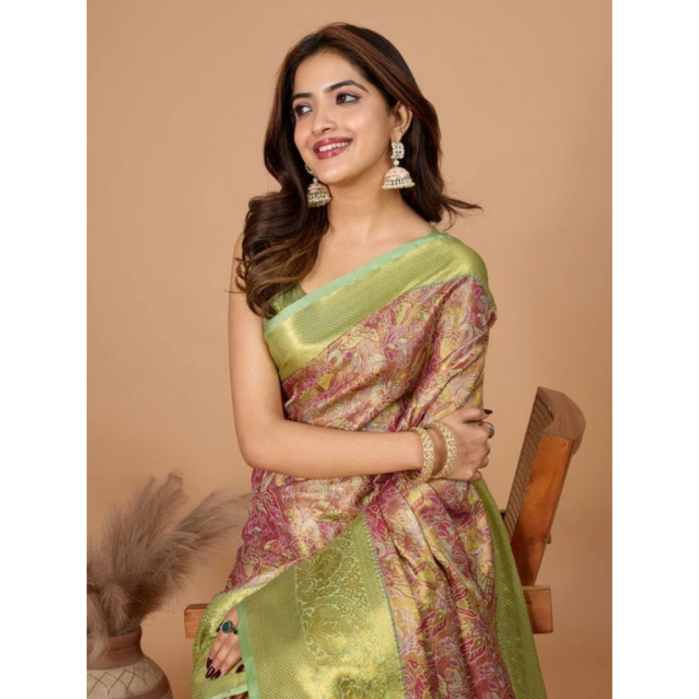 Generic Women's Jacquard Saree With Unstitched Blouse 5.5Mtr (Multicolor) - Image 2