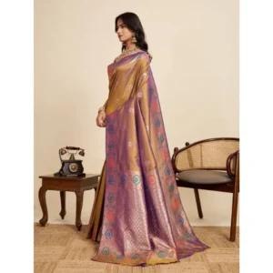Generic Women's Faux_Banarasi_Silk Woven Saree With Unstitched Blouse 5.5Mtrย (Mustard)