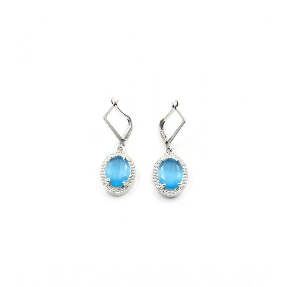 Generic Women's Brass Silver Plated Pendant Set (Blue) - Image 2