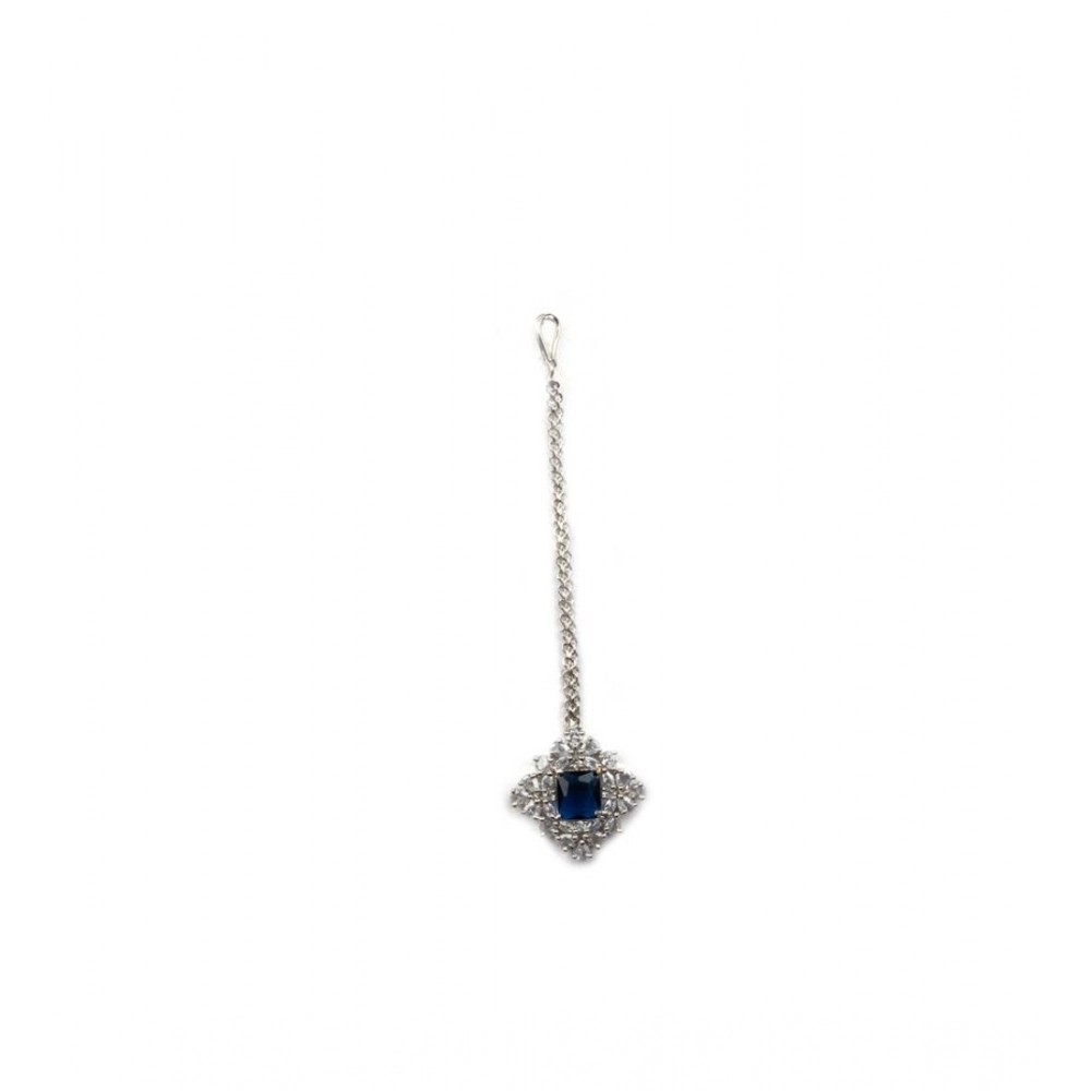 Generic Women's Brass Silver Plated Pendant Set (Blue) - Image 2